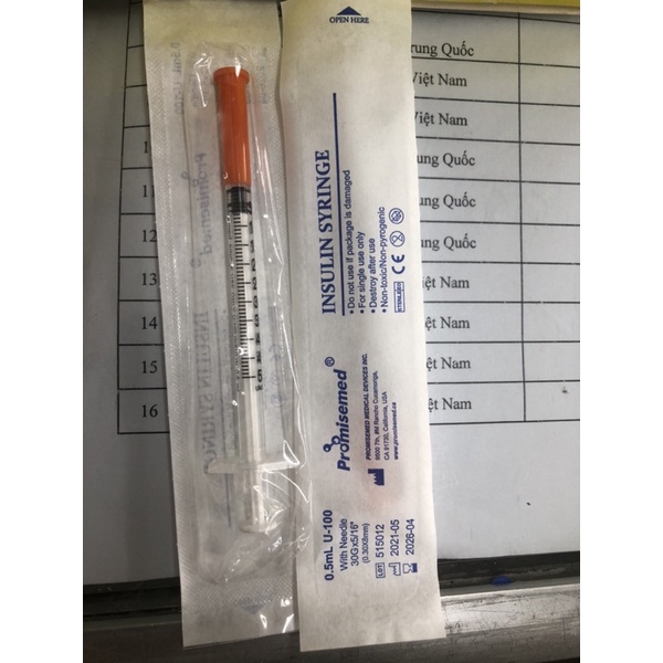 ❤️ Bơm kim tiêm tiểu đường insulin Promisemed 0.5ml 100iu CANADA -Bơm kim Tiêm insulin 0.5ml 30G Promisemed