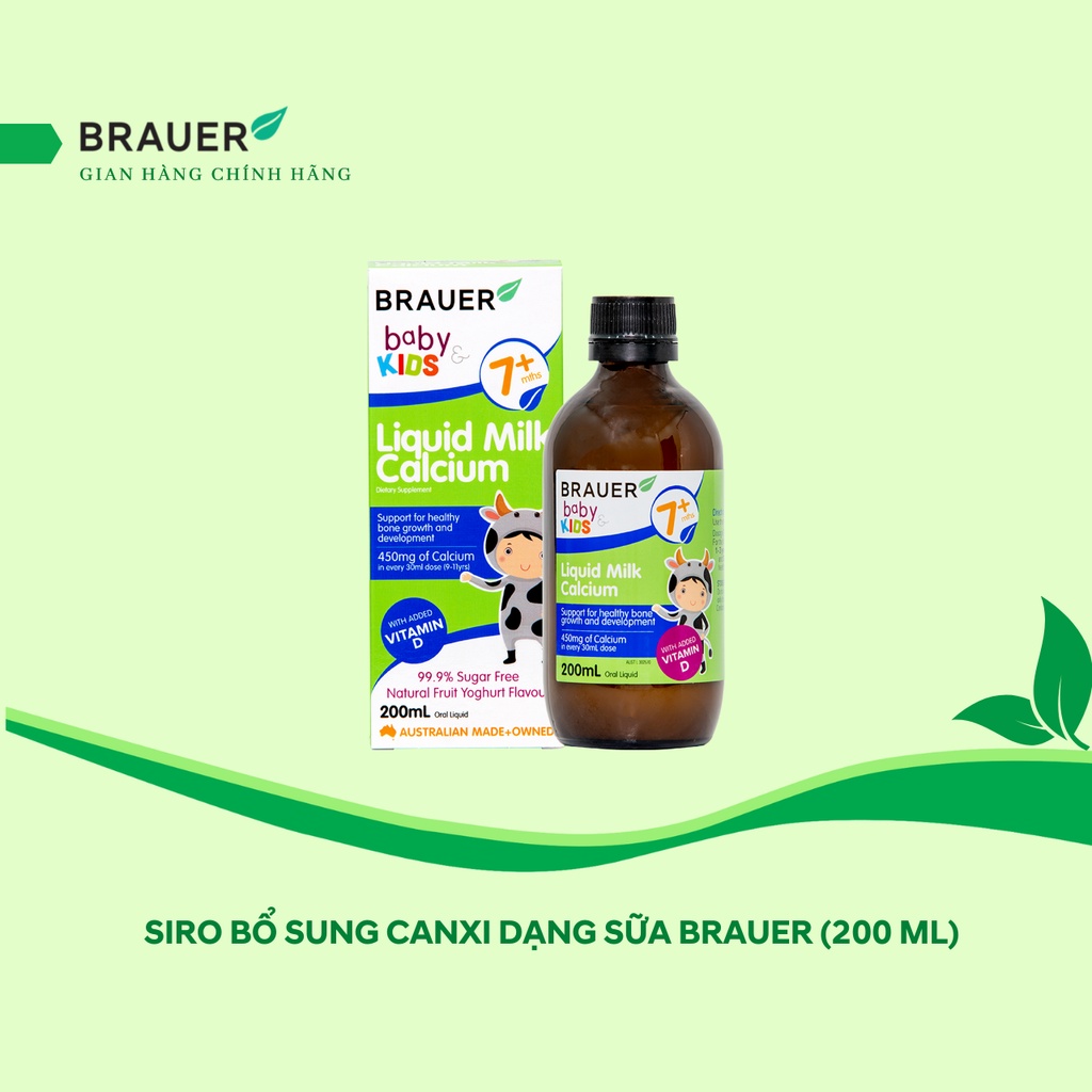Mã BMBAU50 giảm 50K đơn 150K Brauer Liquid Milk Calcium dạng lỏng cho trẻ