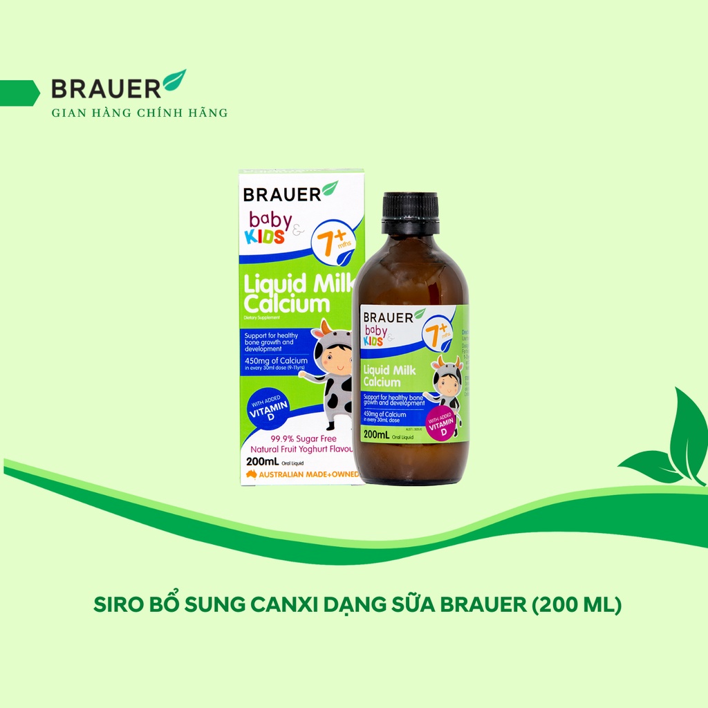 Brauer Liquid Milk Calcium dạng lỏng cho trẻ trên 7 tháng tuổi (200ml)