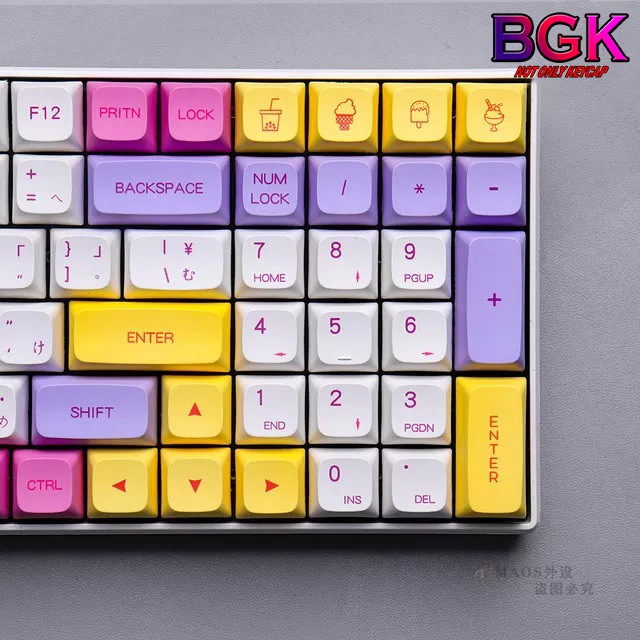 Bộ Keycap XDA PBT ICE CREAM 136 nút in dye-sub xinh xắn dễ thương cân được layout 68,84,98...