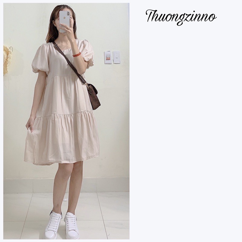 [Ảnh thật/Video]Váy babydoll cộc tay ba tầng chất lụa Hàn Váy thiết kế Hàn Quốc | BigBuy360 - bigbuy360.vn