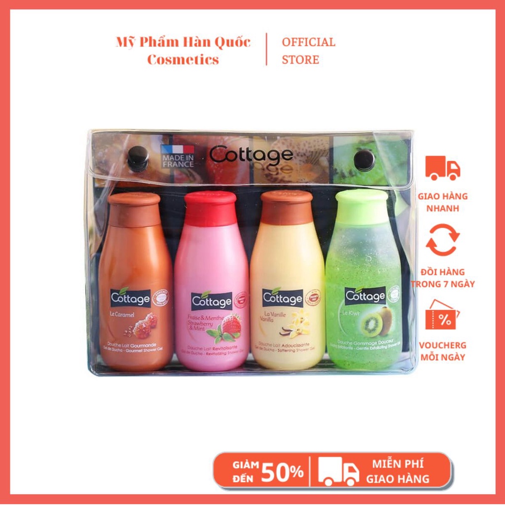 SET 4 CHAI SỮA TẮM MINI COTTAGE -Pháp( 50ml x4)