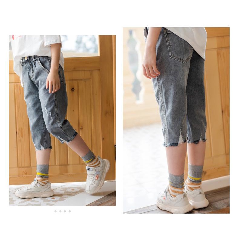 Quần jeans lửng bé gái hàng quảng châu chất xịn đẹp Shushibaby