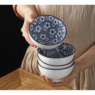 Bộ bát men sứ ăn cơm 6 chiếc Nhật Bản