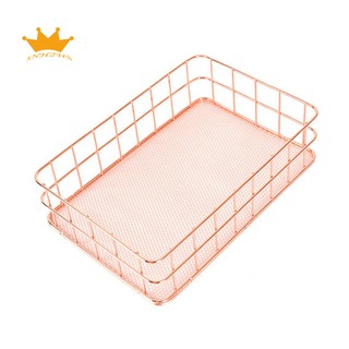 Simplicity Style Rose Gold Metal Iron Storage Basket Holder