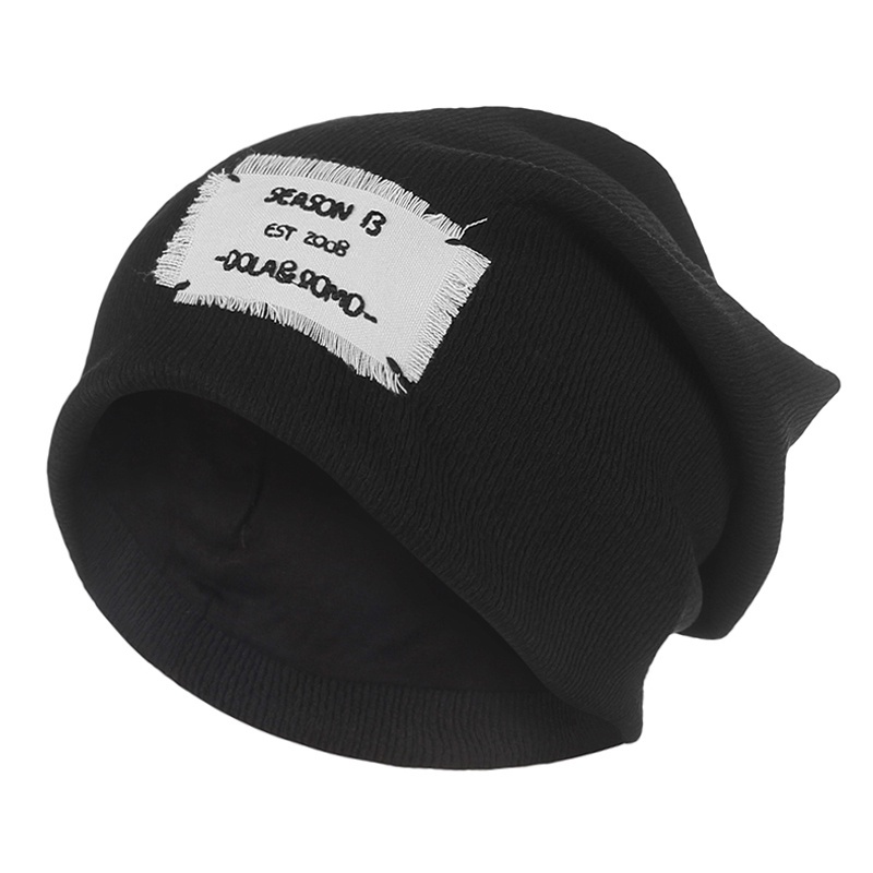 Nón beanie đan len màu nhuộm in chữ thời trang cho nam và nữ