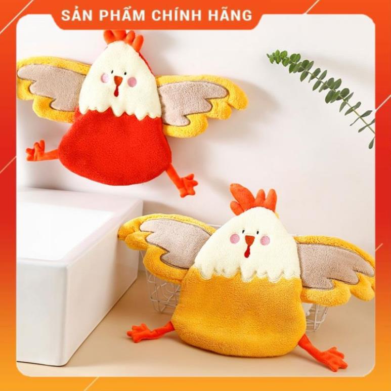 Khăn Lau Tay Siêu Thấm Hút Họa Tiết Chú Gà Hoạt Hình Dễ Thương Dành Cho Nhà Bếp/ Phòng Tắm