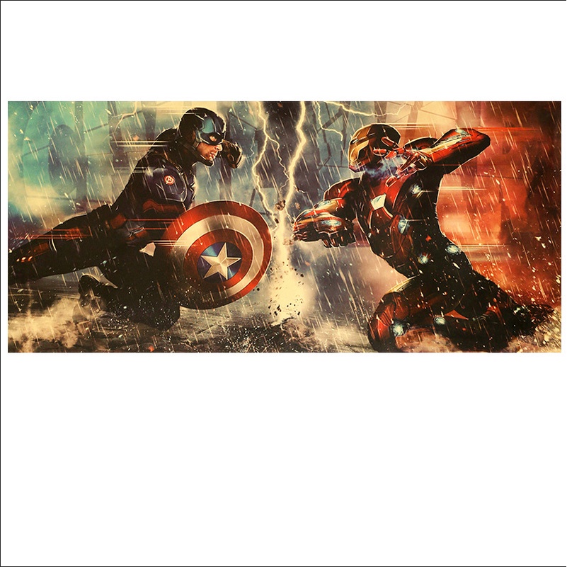 Marvel Áp Phích Trang Trí Nội Thất 70x32cm Hình Captain America Và Iron Man