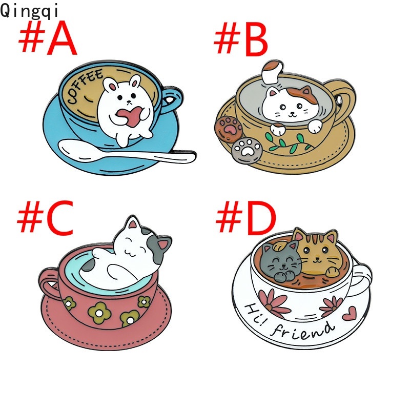 Ghim cài áo Miss Zoe hình ly cà phê mèo đáng yêu