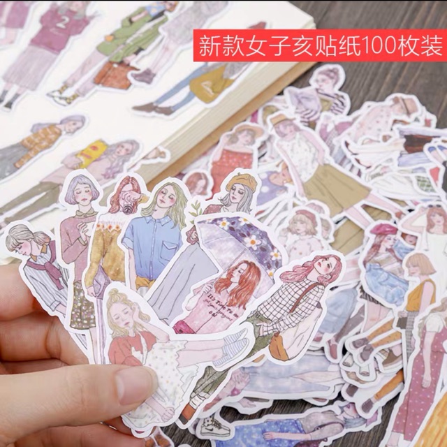 Set 100 stickers cô gái thanh xuân loại lớn