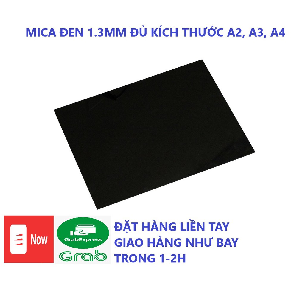 Tấm nhựa mica đen 1.3mm A2, A3, A4 làm hộp trưng bày mô hình, kệ mica để bàn, biển hiệu - 1 mặt đế