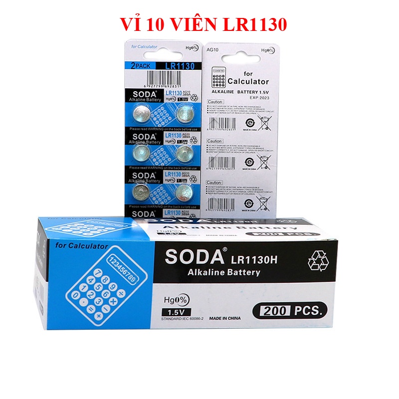 Vỉ 10 viên pin cúc áo AG13/LR44 AG10/LR1130 - pin đồng hồ điện tử