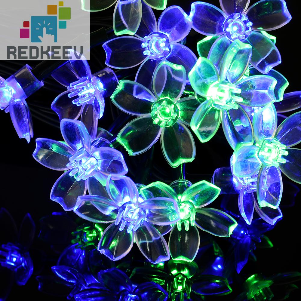 Dây đèn LED 20/50 bóng hình hoa anh đào sử dụng năng lượng mặt trời