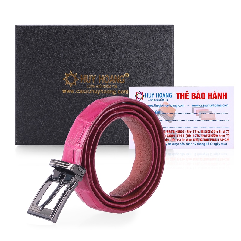 Thắt lưng nữ da cá sấu Huy Hoàng màu hồng HP5205