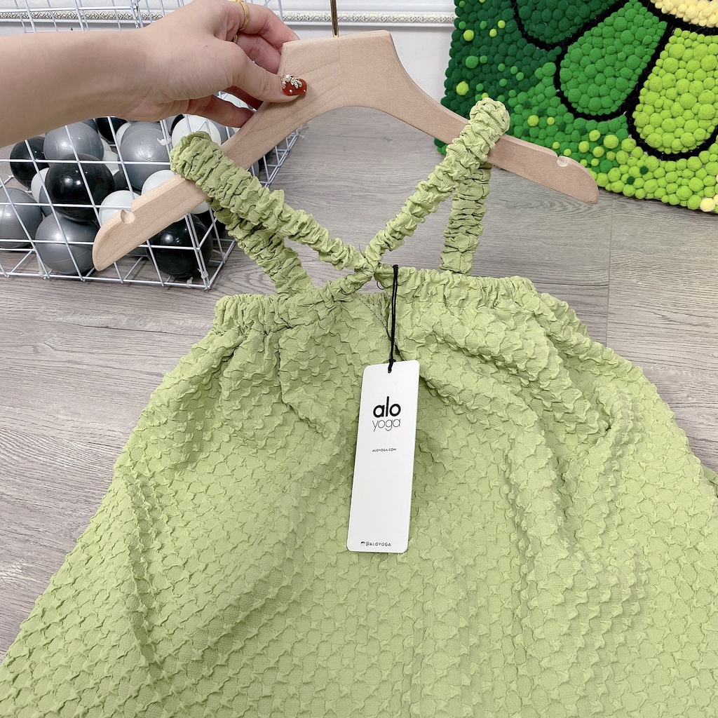Set yếm xanh cốm xốp nổi cao cấp quần short BN644