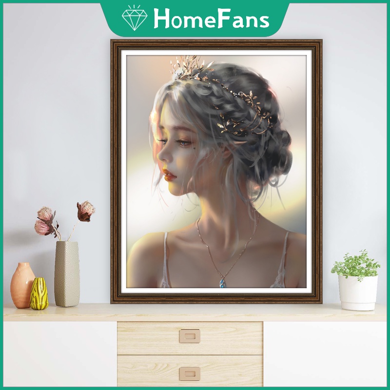 Bộ Tranh Đính Đá 5D Tự Làm 30x40cm / 40x50cm Hình Cô Gái Anime Trang Trí Nhà Cửa
