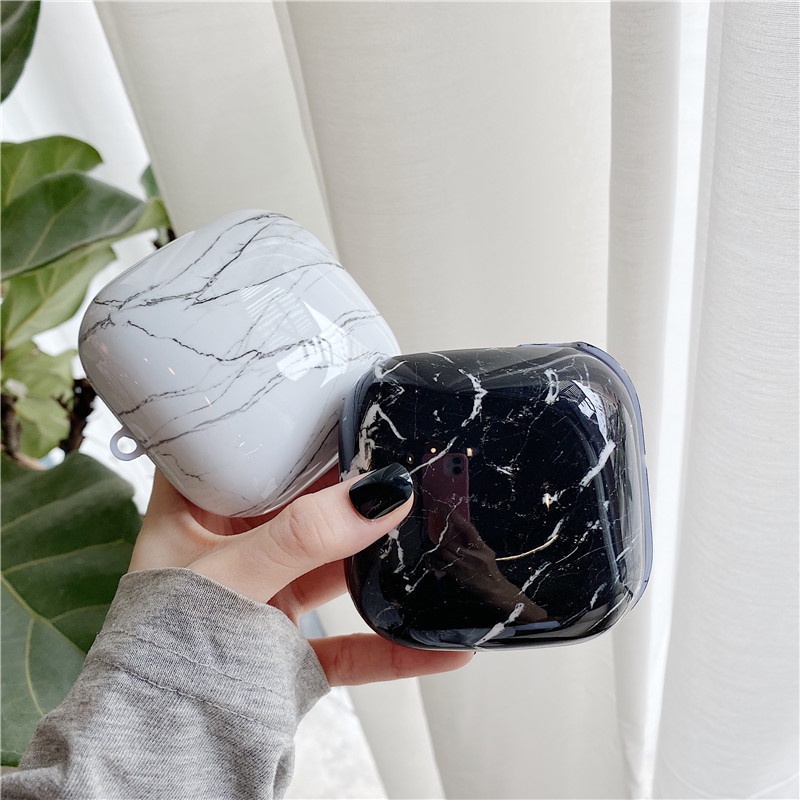 Vỏ bọc PC cứng bảo vệ hộp sạc tai nghe bluetooth không dây Beats Powerbeats Pro họa tiết cẩm thạch chống sốc