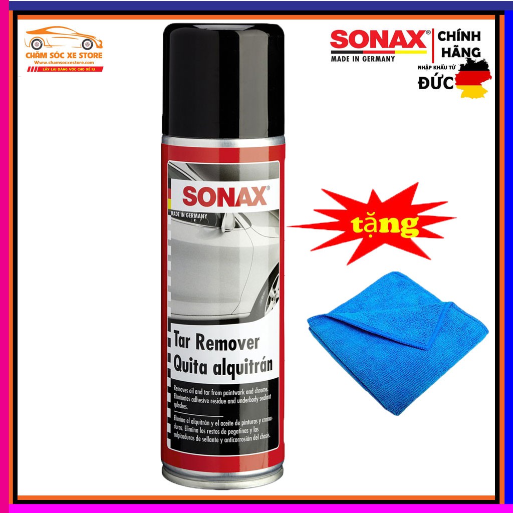 [ Tặng Khăn ] Tẩy nhựa đường và băng keo - Sonax tar remover 334200 300ml Sonax334200 chamsocxestore