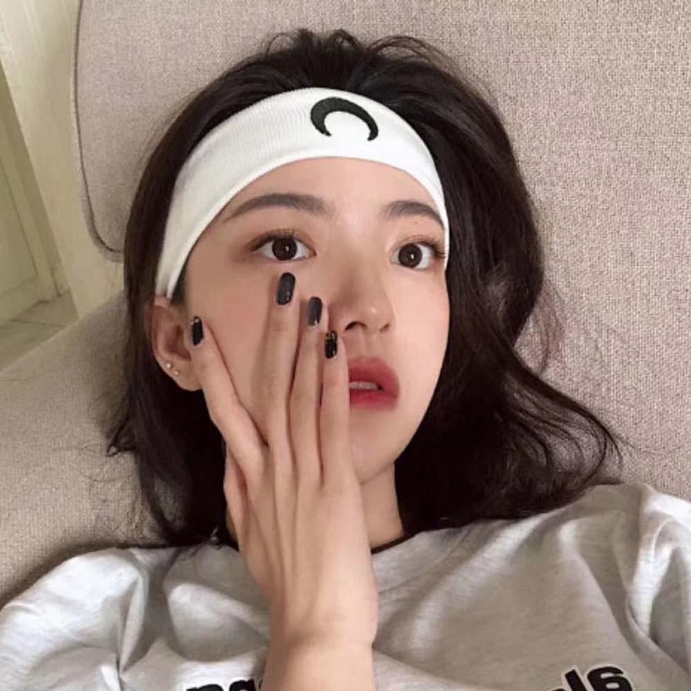 SOMEDAYZL Băng Đô Cài Tóc Co Giãn Thêu Hình Mặt Trăng Dành Cho Nữ
