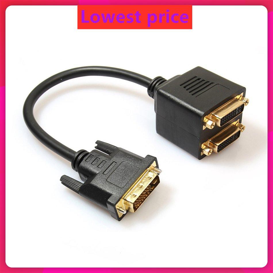 DVI Splitter Adaptor DVI-D Male to Dual 2 DVI-I Female Video Y Splitter Cable