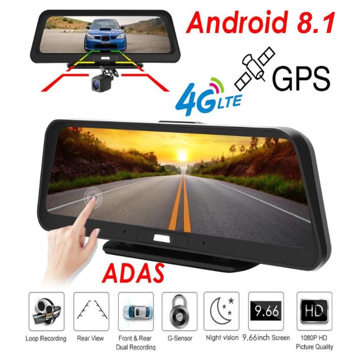 Camera Hành Trình Đặt Taplo Ô Tô Cao Cấp A98 phát wifi trên xe nhờ tích hợp 4G LTE, định vị GPS ,màn hình 9.66 inch