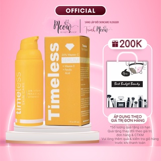 Tinh chất Timeless 20% Vitamin C dưỡng trắng da mờ thâm nám Ferulic Acid Vitamin E Serum 30ml