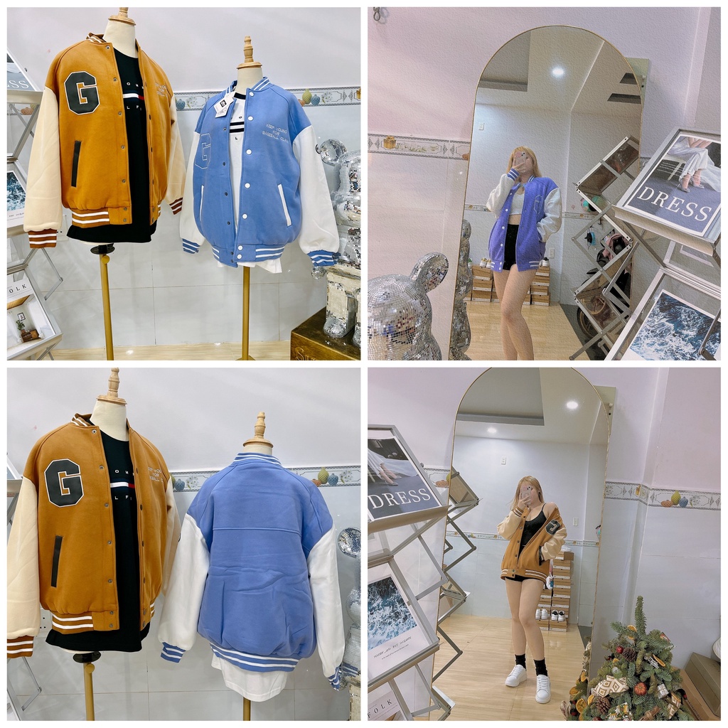 ÁO KHOÁC MLBNY BOMBER LOGO CHƯ G - KHOÁC NỈ UNISEX NAM NỮ - HÀNG CÓ SẴN