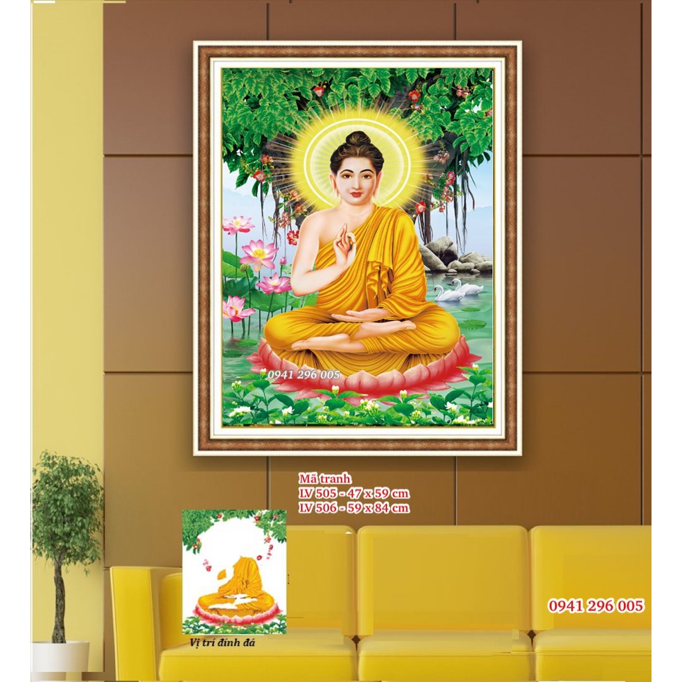 Tranh đính đá Đức Phật LV505 (47x59cm), LV506 (59x84cm) - chưa đính đá
