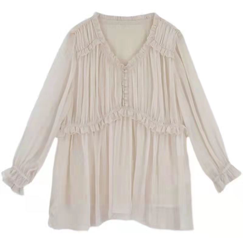 Áo Sơ Mi Chiffon Cổ Chữ V Phong Cách Hàn Quốc Ngọt Ngào Thời Trang Mùa Hè Hàng Mới Dành Cho Nữ | BigBuy360 - bigbuy360.vn