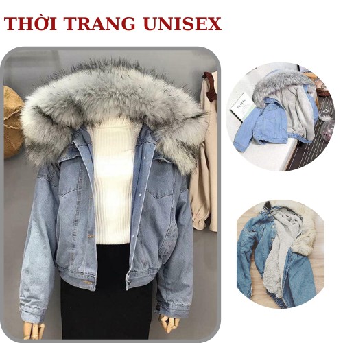 Áo khoác bò 🍓🍓 jeans mũ lông mềm mượt 🍓🍓 lót lông bên trong siêu ấm, stye korea, KPI