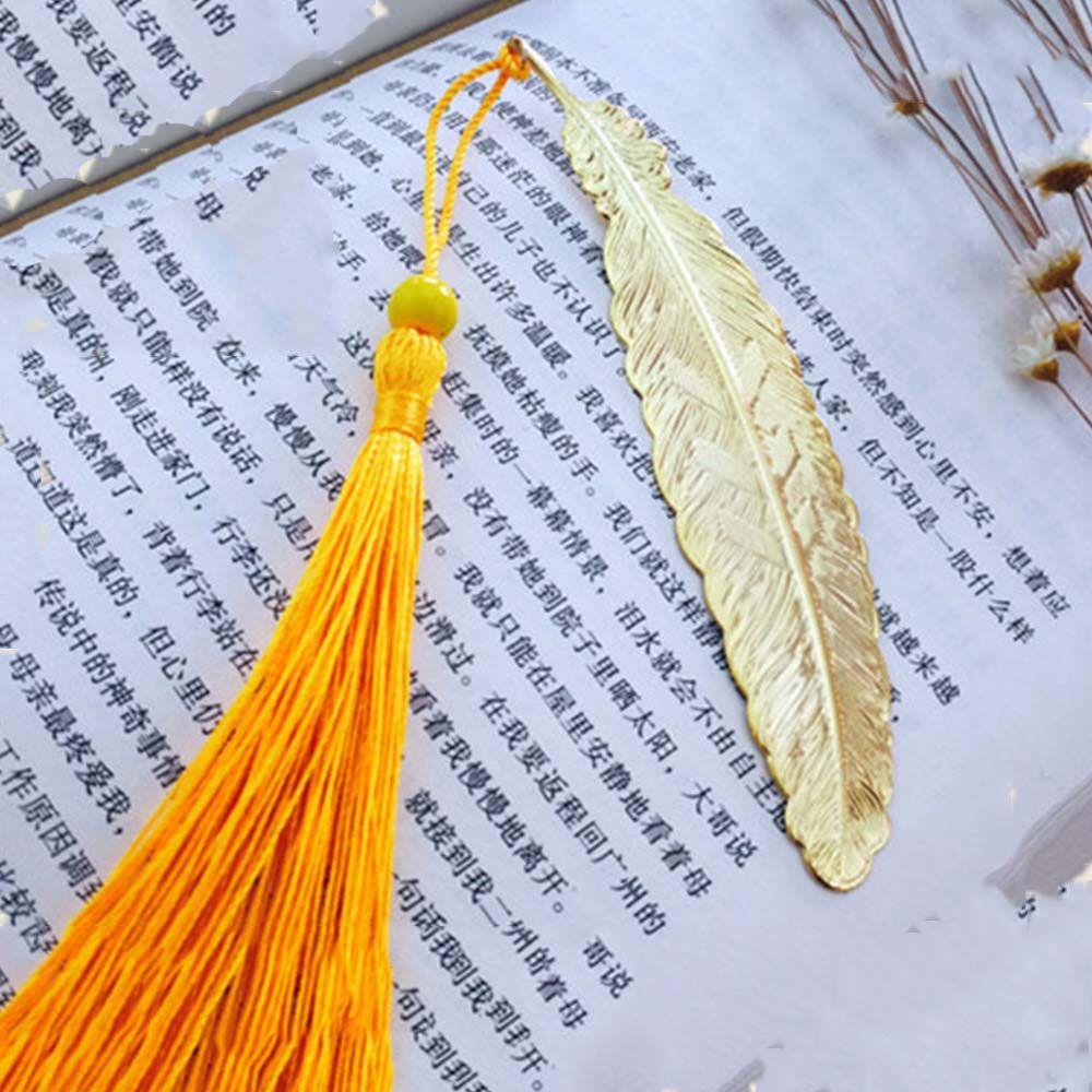 Kẹp Đánh Dấu Trang Sách Hình Lông Vũ Bằng Kim Loại Kiểu Vintage Sáng Tạo