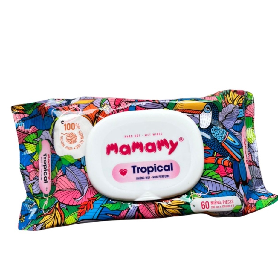 Combo 4 gói KHĂN ƯỚT MAMAMY CÓ NẮP 60/80/90/100 TỜ KHÔNG MÙI