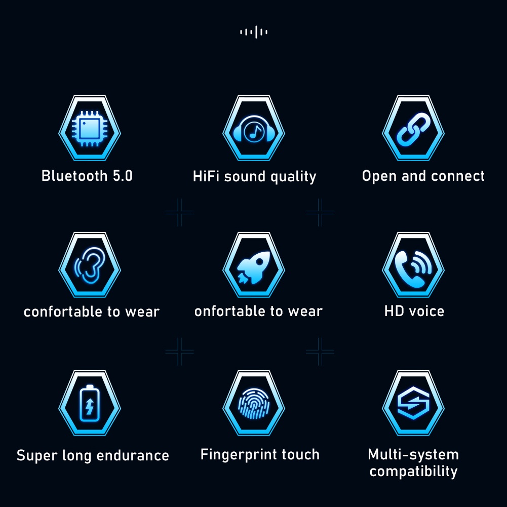 AULA F101 Bluenot5.0 Name Headset HiFi Dual Stereo Âm thanh giảm nhiễu cho máy tính điện thoại