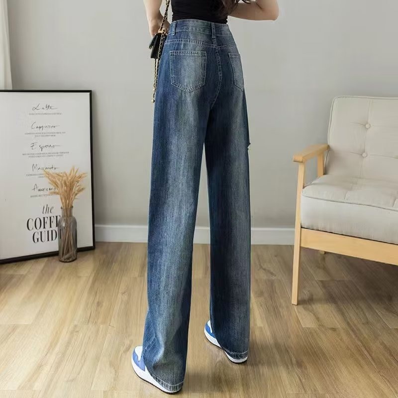 Quần Jean Dài Ống Rộng Lưng Cao Màu gradient Thời Trang Hàn Quốc Cá Tính Cho Nữ