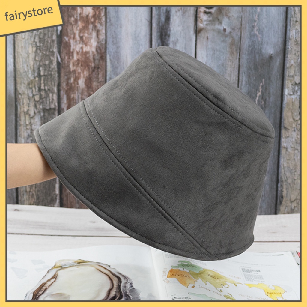 Nón bucket bằng da lộn thời trang thu đông cho cả nam và nữ