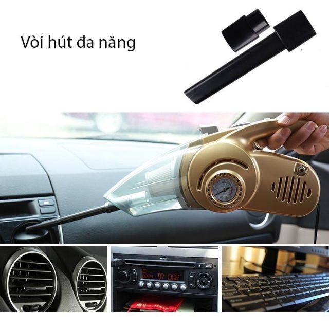 Máy hút bụi xe hơi ô tô 4 trong 1 Hút bụi ,Bơm xe, Đèn Pin, Đo áp suất lốp (cắm tẩu 12V 120W) | BigBuy360 - bigbuy360.vn