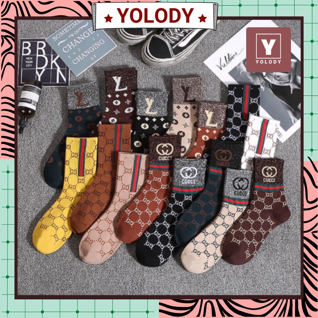 Vớ cổ cao Yolody tất nữ cotton họa tiết thời trang TN001