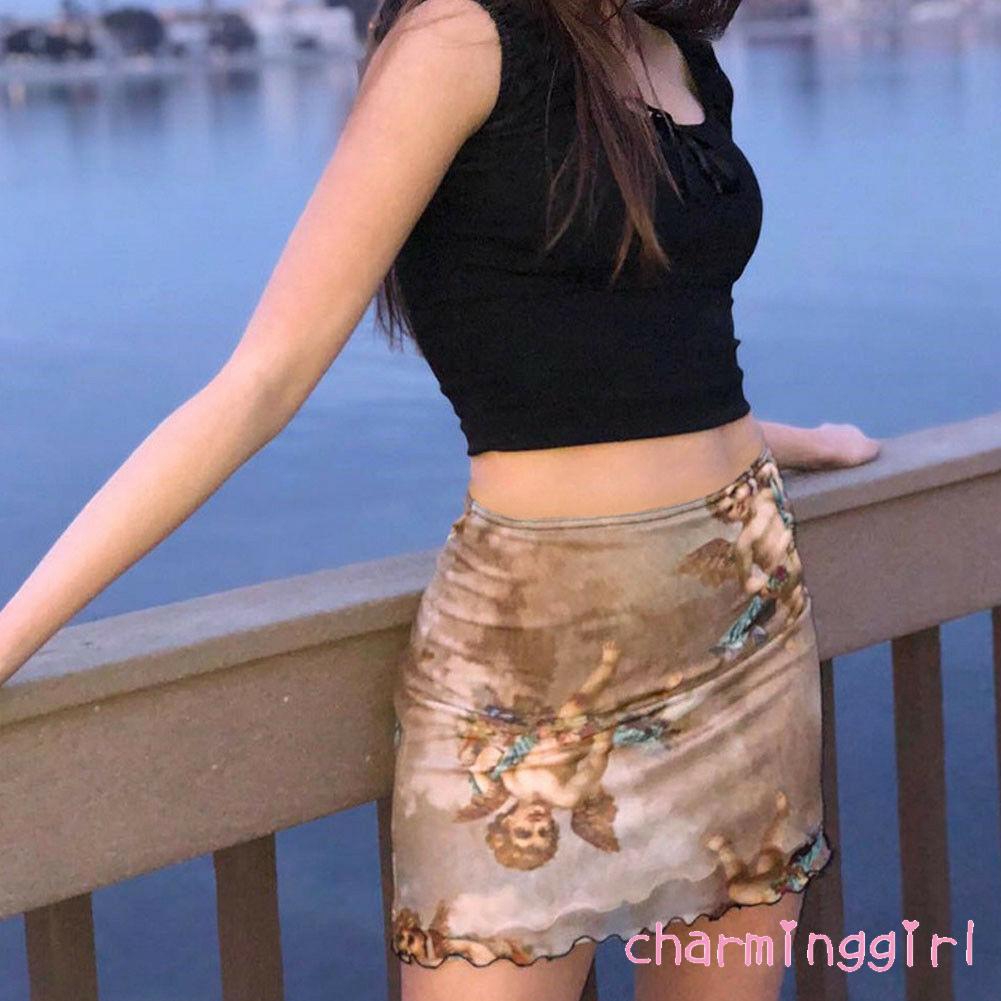 Váy mini lưng cao co dãn