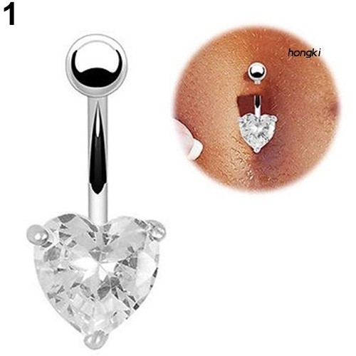 Khuyên rốn đính đá hình trái tim thời trang cho nữ