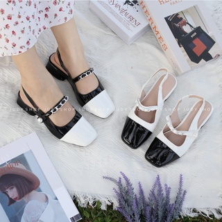 Giày sandal nữ - sandal slingback rycia mũi vuông phối xích captoe 4p hàng vnxk