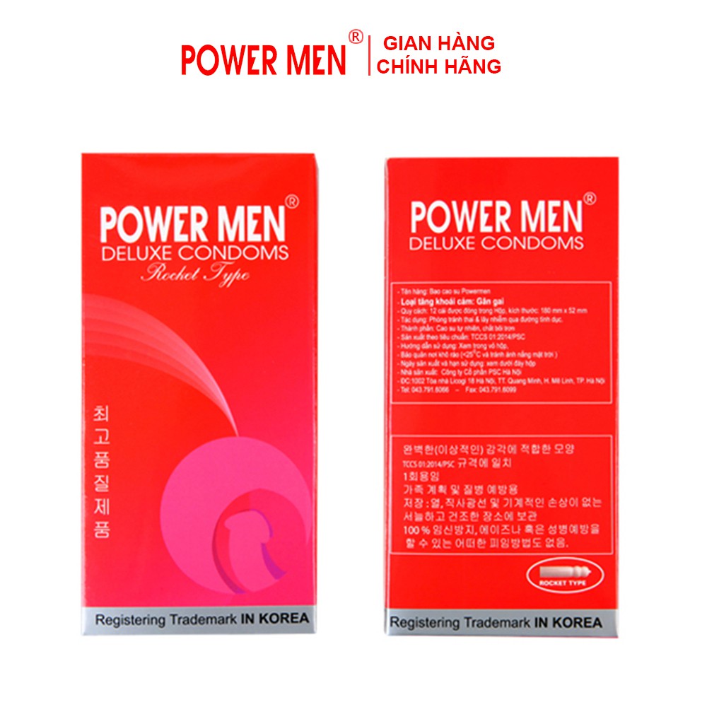 Bao cao su Powermen Rocket Gân Gai, Tăng Khoái cảm Hộp 12 Chiếc