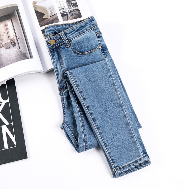 Quần jeans IELGY dài lưng cao co giãn cỡ lớn thời trang dành cho nữ