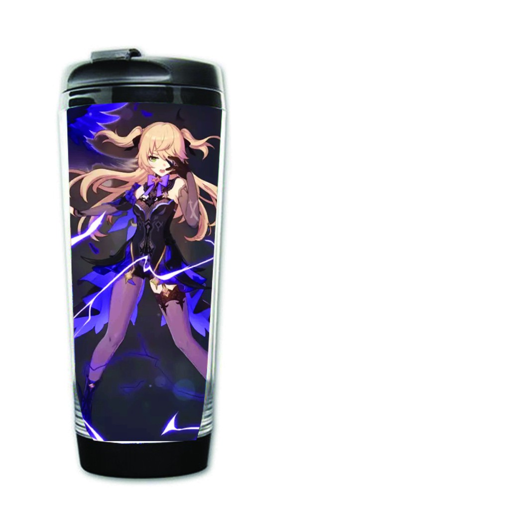 Bình nhựa đựng nước in hình nhân vật GENSHIN IMPACT ver CHIÊU THỨC game anime chibi tiện lợi xinh xắn