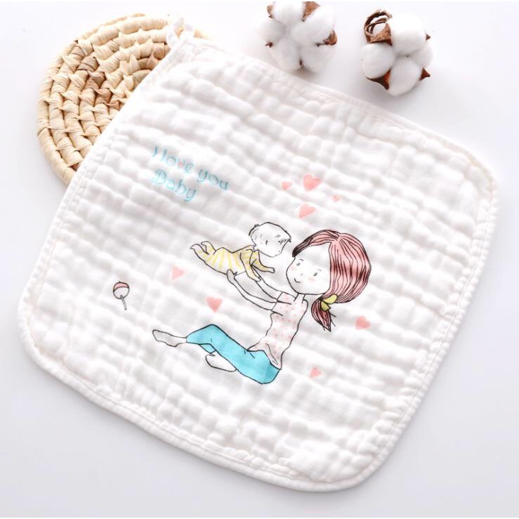 Hộp 5 khăn xô cotton 100% 6 lớp xuất xịn cho bé yêu