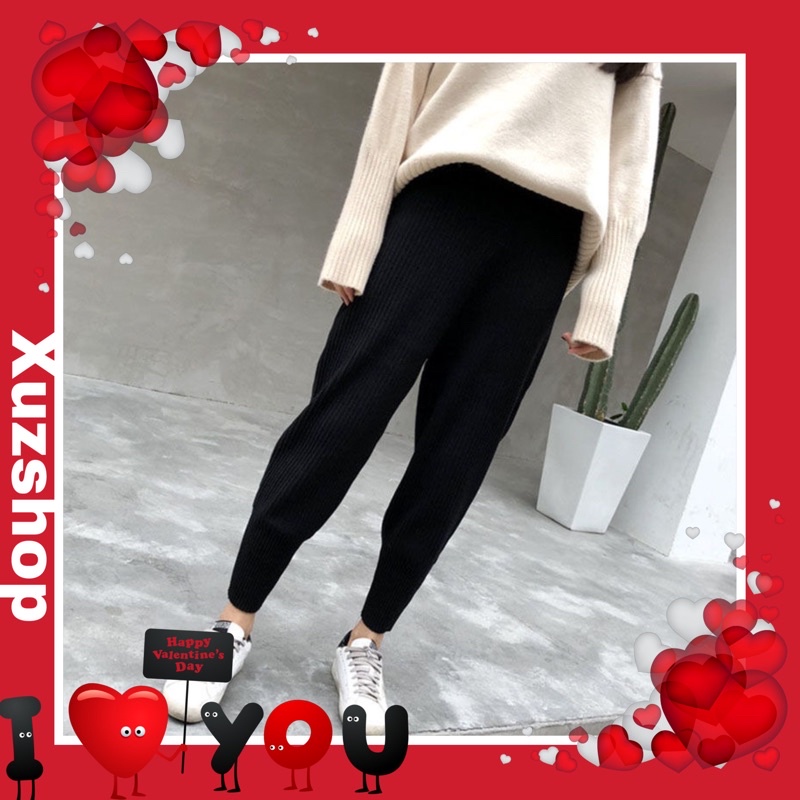 Quần Len Tăm Baggy Jogger Bo Gấu Chất Mềm Nặng Tay