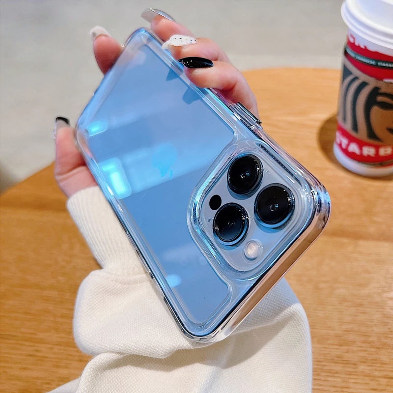 Ốp Điện Thoại Acrylic Cứng Viền Dẻo Trong Suốt Chống Sốc Sang Trọng Cho iPhone 14 Pro Max 13 12 Mini 11 Pro Max X XR XS 7 8 Plus