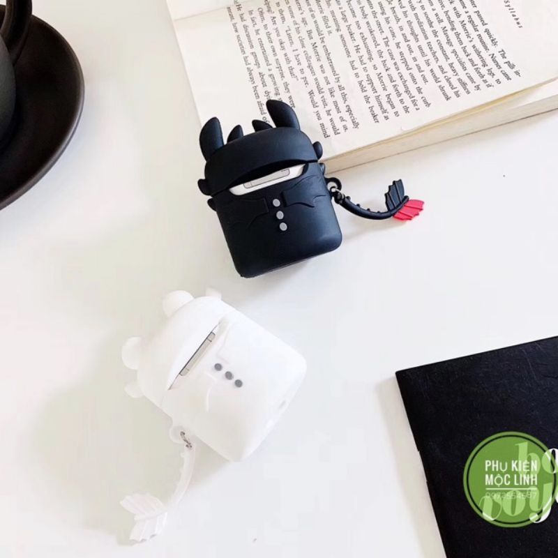 Tặng kèm móc treo- Case airpod 1 2 3 Pro Rồng Light Fury Night Fury Vỏ bao ốp Airpods silicon tai nghe không dây