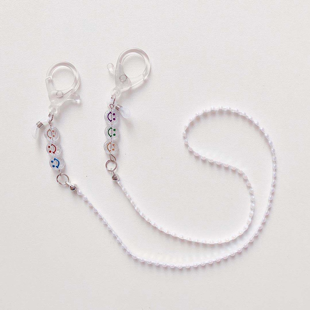 Dây Đeo Mắt Kính Gắn Hạt Acrylic Họa Tiết Mặt Cười Đơn Giản Chống Thất Lạc