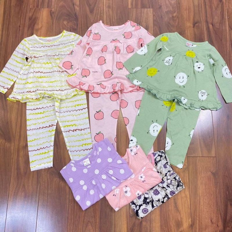 Bộ dài tay cotton giấy mỏng mát nằm điều hòa cho bé 1-6 tuổi