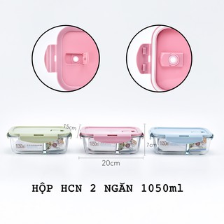 Hộp đựng cơm thủy tinh HCN cao cấp CHIA NGĂN Bộ hộp cơm văn phòng(bán buôn - bán lẻ)